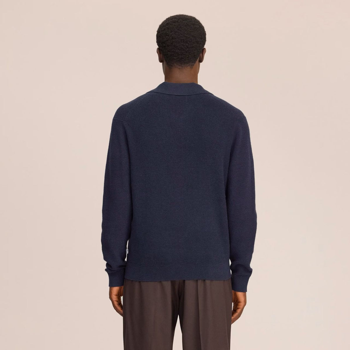 NN.07 Hope Rib Langarm-Poloshirt Marine
