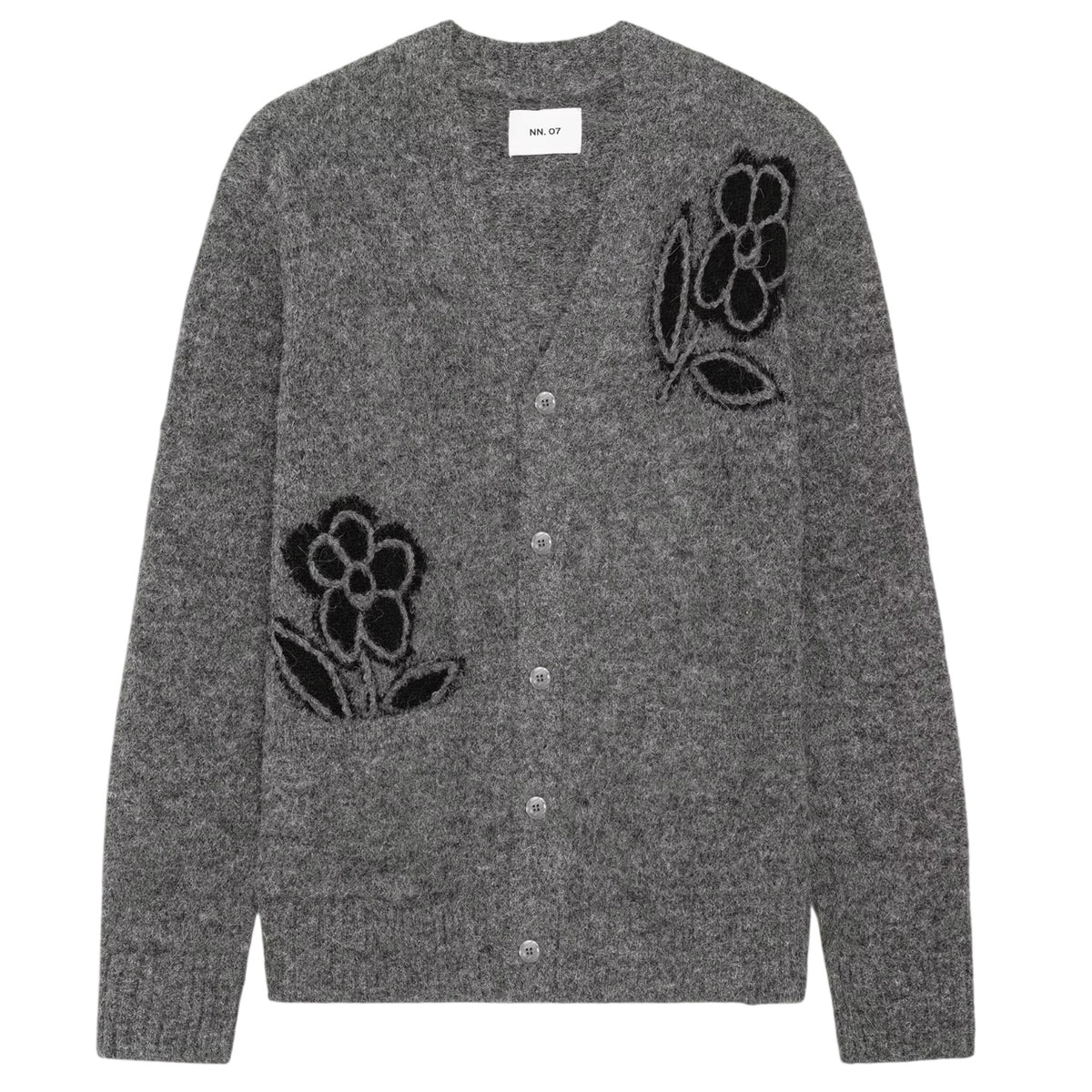 NN.07 Kyle Flower Cardigan Grau