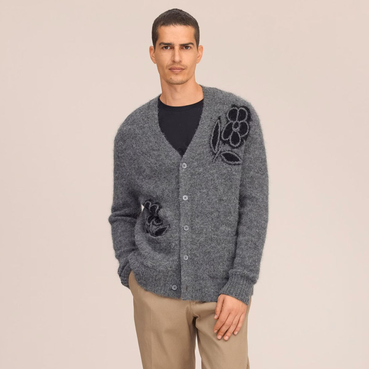NN.07 Kyle Flower Cardigan Grau
