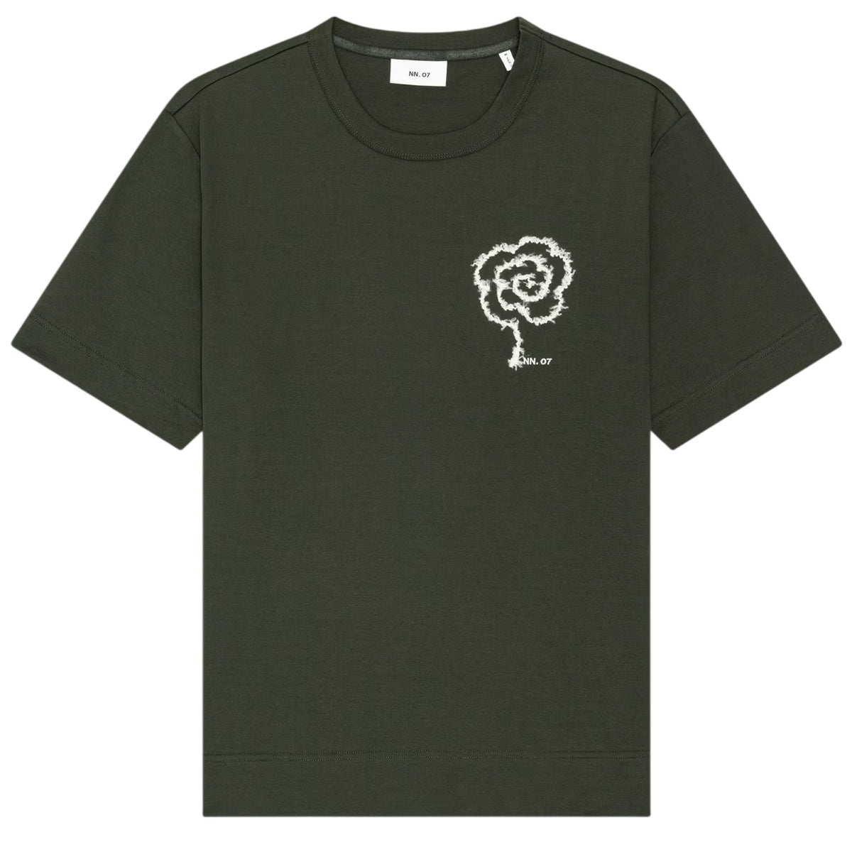 NN.07 Pedro EMB T-shirt Dunkelgrün