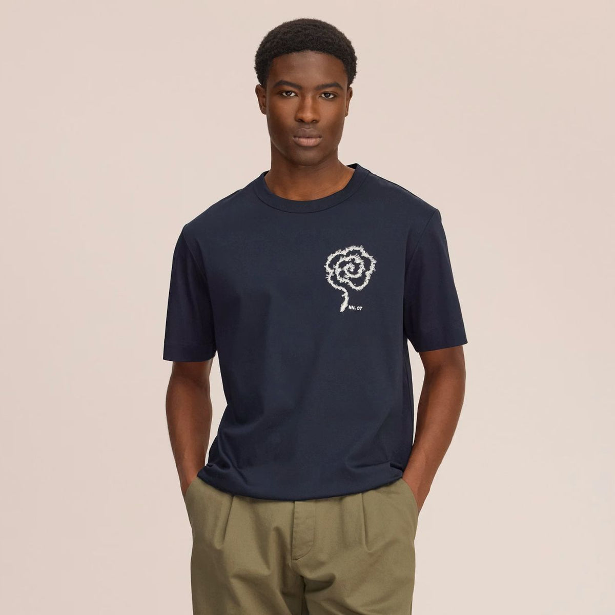 NN.07 Pedro EMB T-shirt Marine