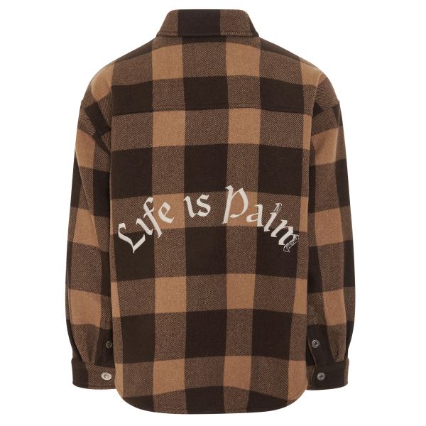 Palm Angels Life is Palm Flannel Overshirt Bruin