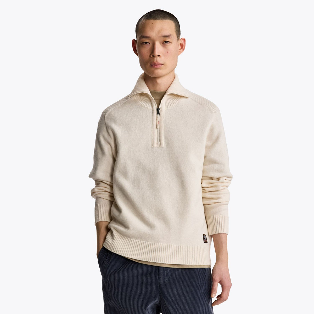 Parajumpers Caldonazzo Knitted Half-Zip Pullover Offwhite