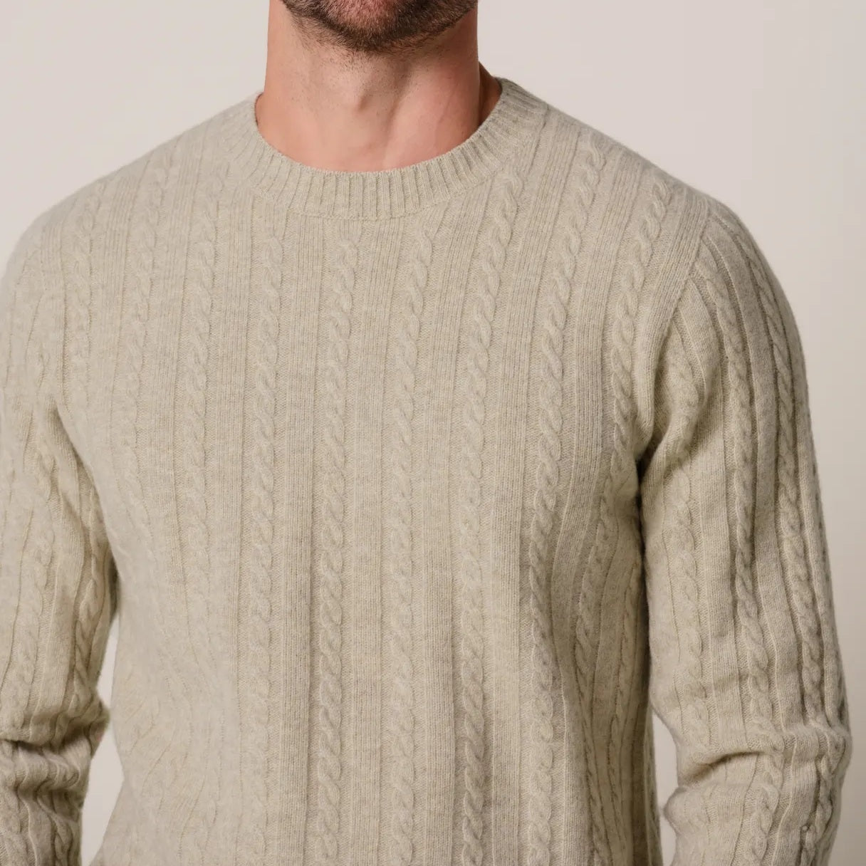 Profuomo Cashmere Cable Pullover Beige