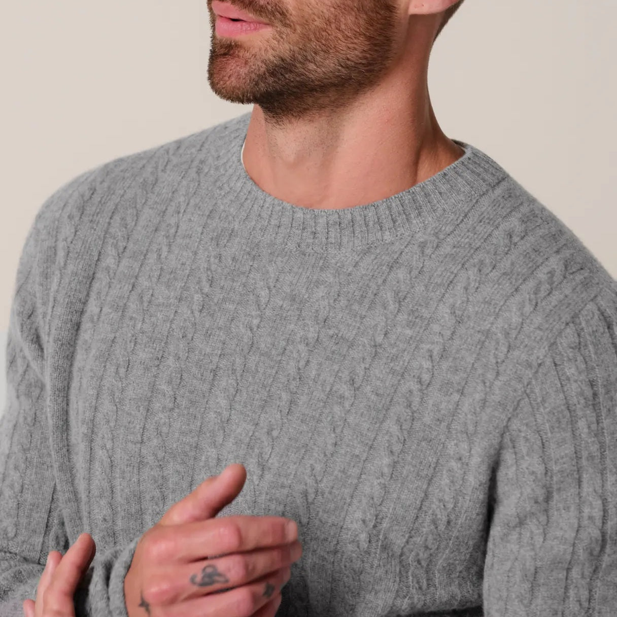 Profuomo Cashmere Cable Pullover Grau