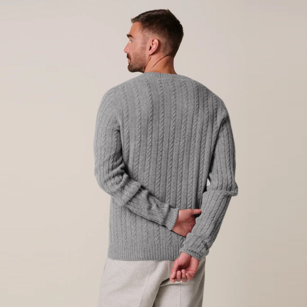 Profuomo Cashmere Cable Pullover Grau