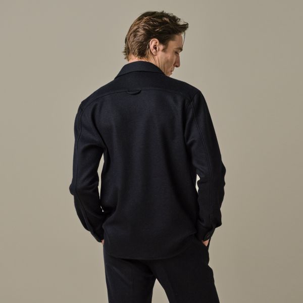 Profuomo Wool Knitted Overshirt Navy