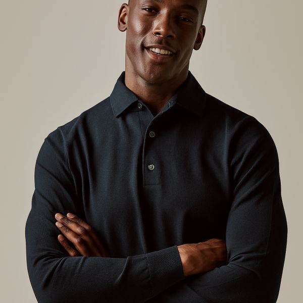 Profuomo Luxury Longsleeve Polo Navy