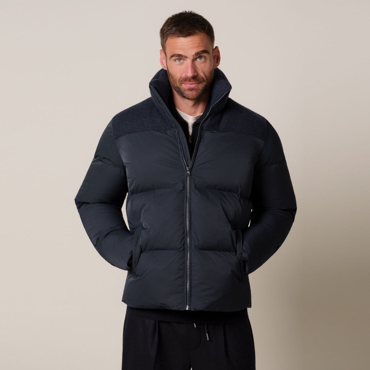 Profuomo Bomber Contrast Puffer Marine