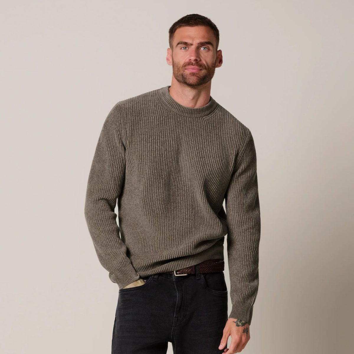 Profuomo Chenille Strickpullover Braun