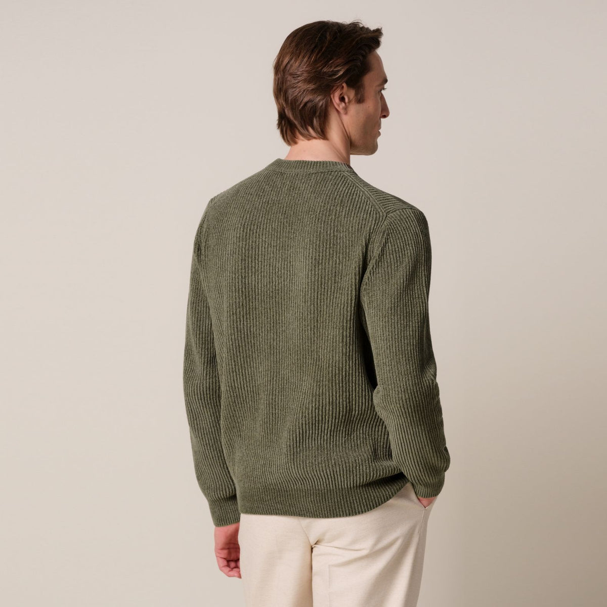 Profuomo Chenille Strickpullover Dunkelgrün