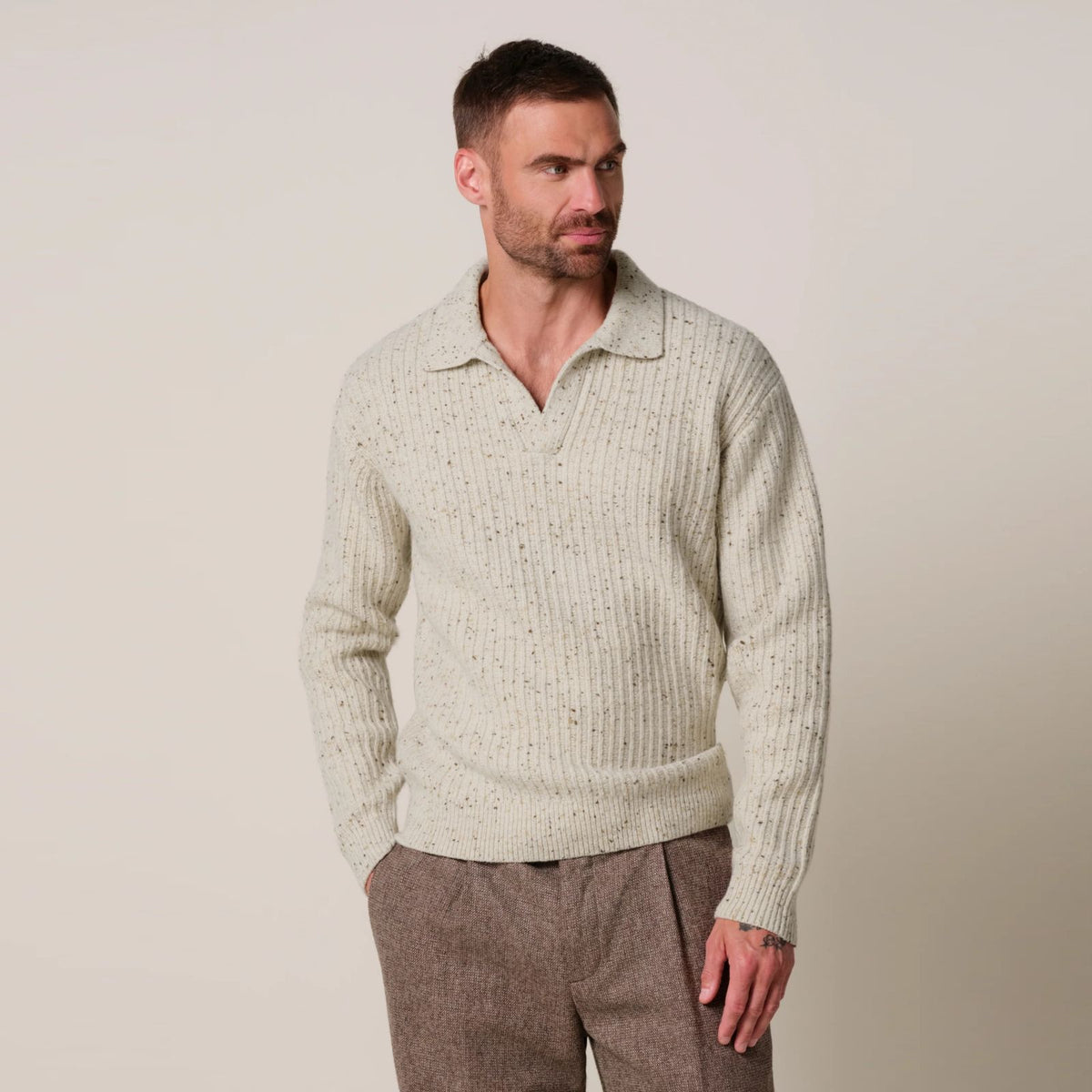 Profuomo Donegal Langarm-Poloshirt