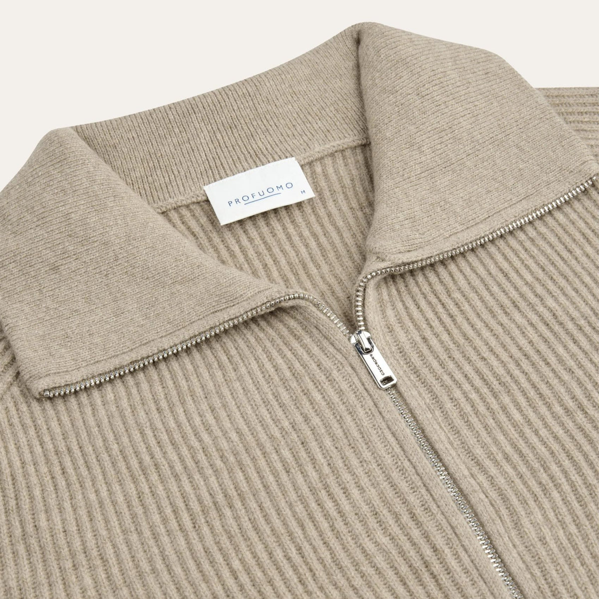Profuomo Heavy Knitted Half-Zip Pullover Beige