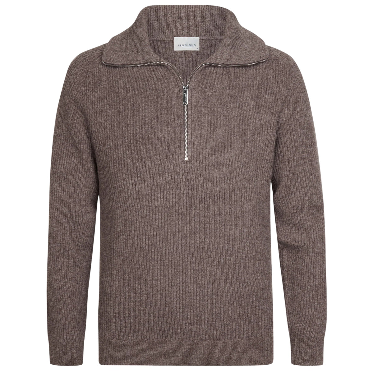 Profuomo Heavy Knitted Half-Zip Pullover Braun