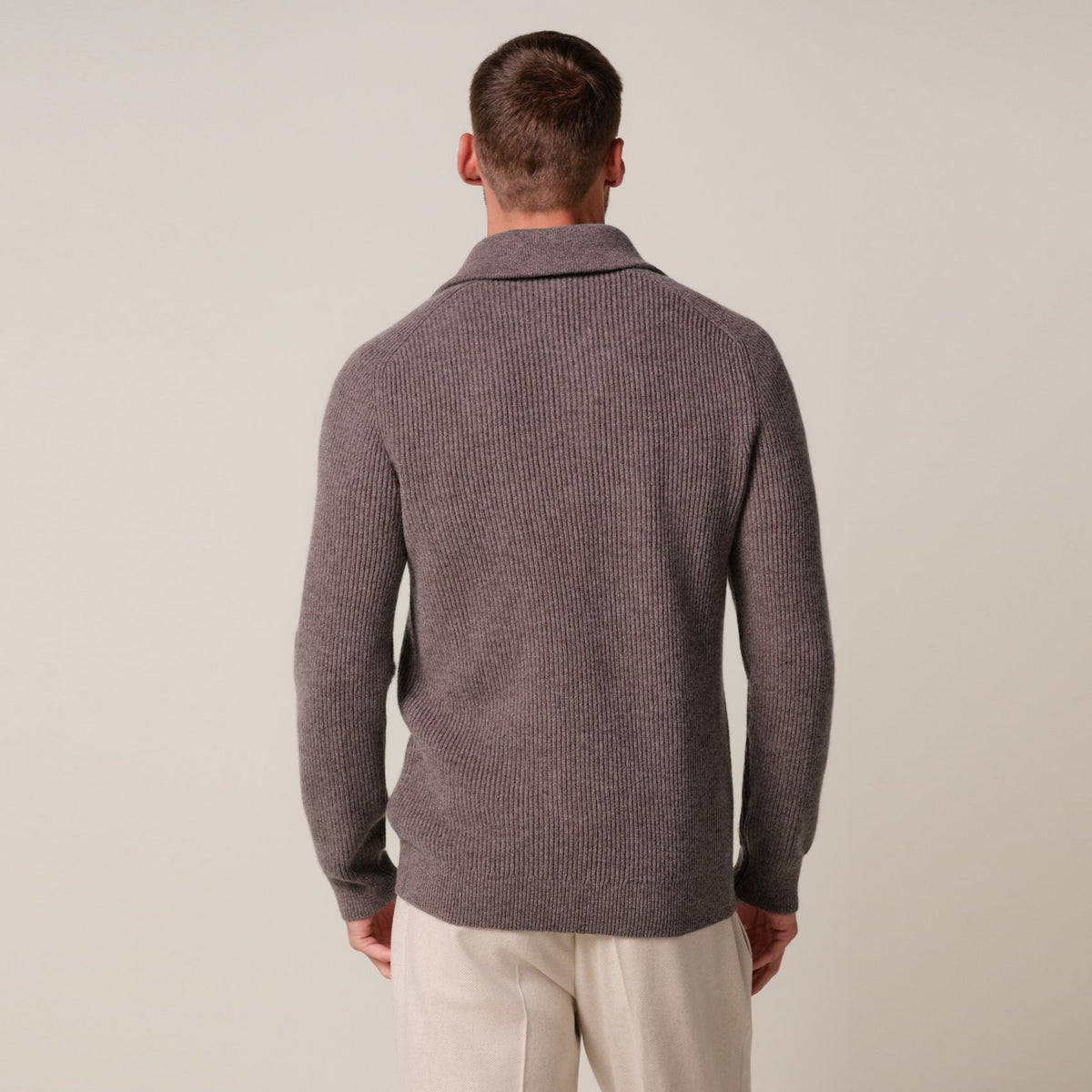 Profuomo Heavy Knitted Half-Zip Pullover Braun