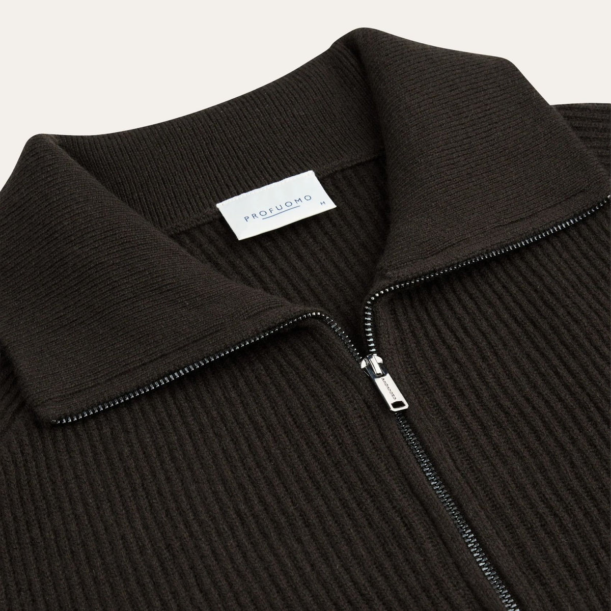 Profuomo Heavy Knitted Half-Zip Pullover Dunkelbraun