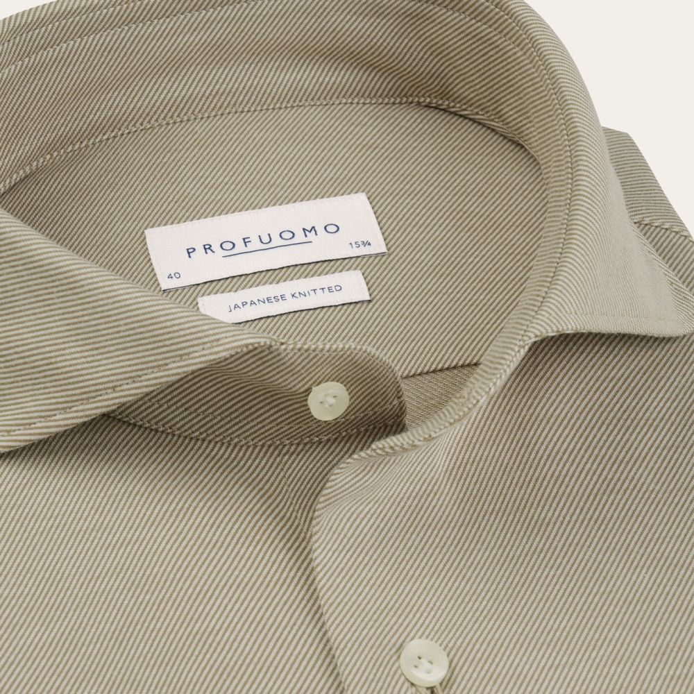 Profuomo Japanese Twill Knitted Hemd Braun