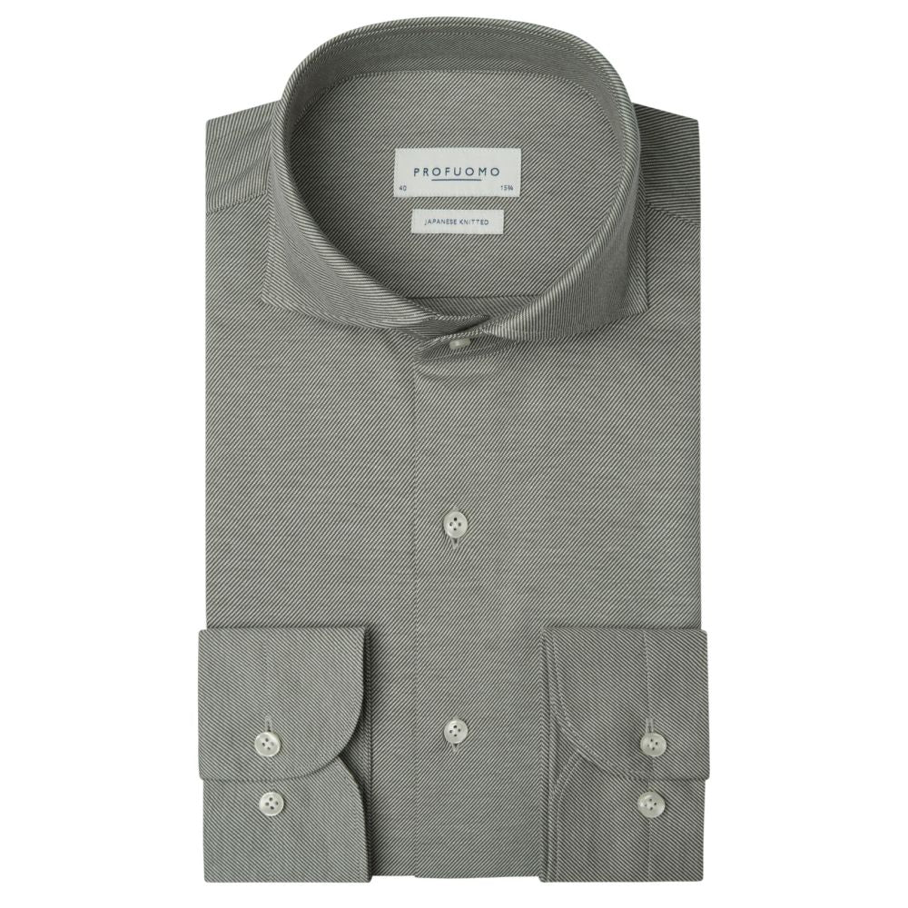 Profuomo Japanese Twill Knitted Hemd Dunkelgrün