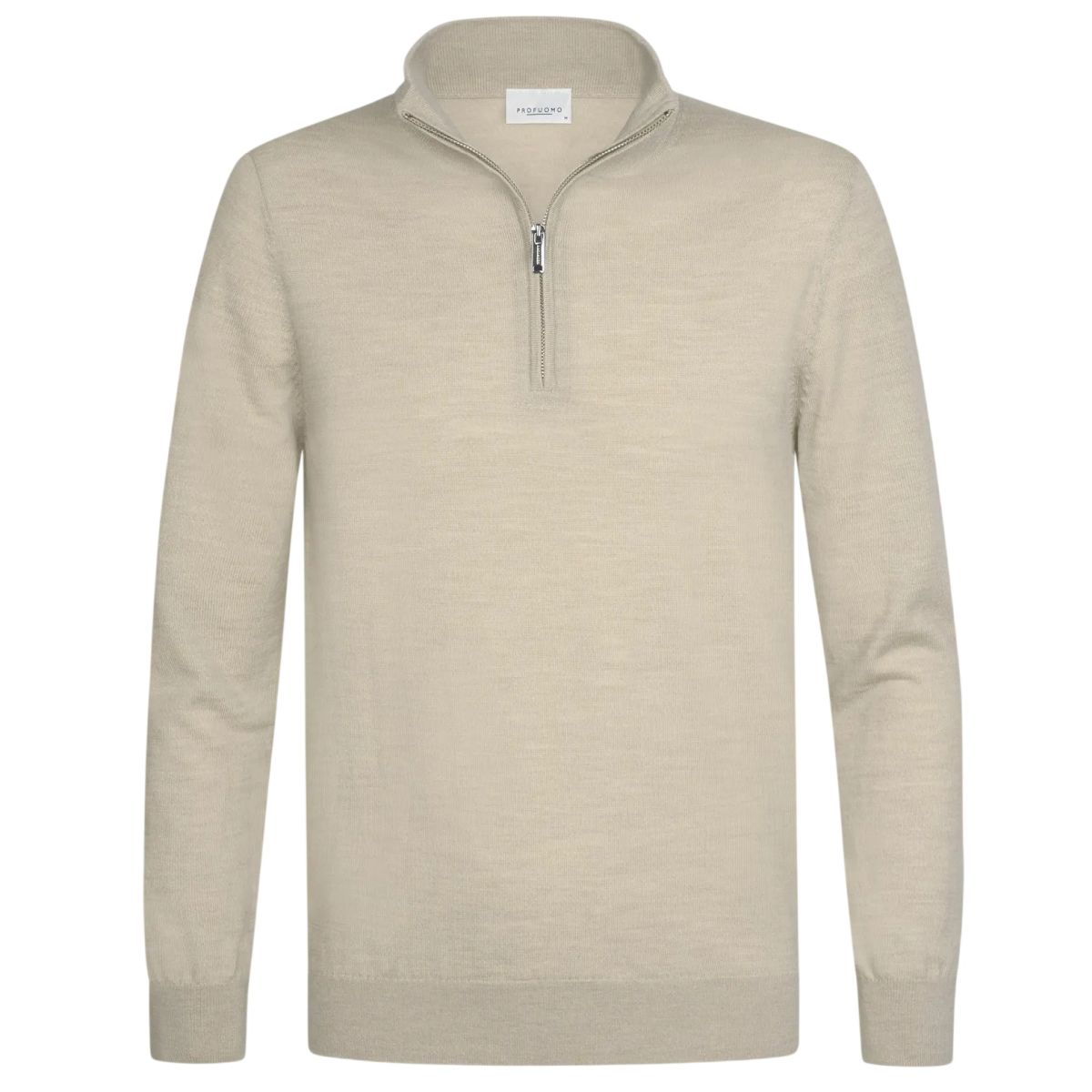 Profuomo Gestrickter Half-Zip-Pullover Beige