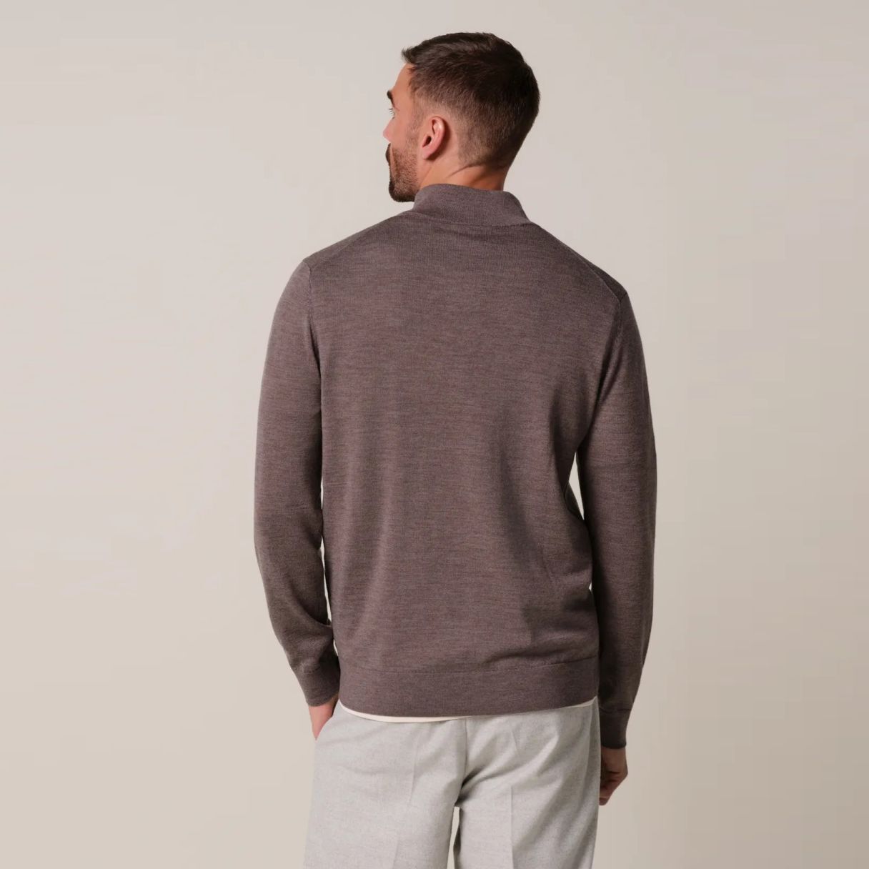 Profuomo Gestrickter Half-Zip-Pullover Braun