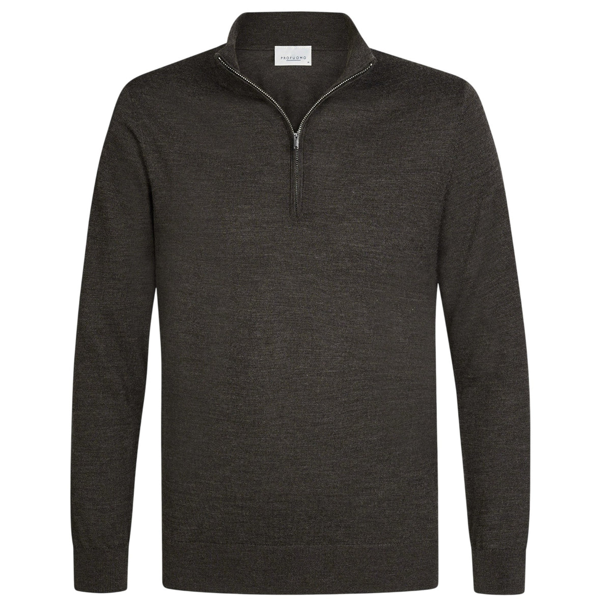Profuomo Strick-Half-Zip-Pullover Dunkelbraun