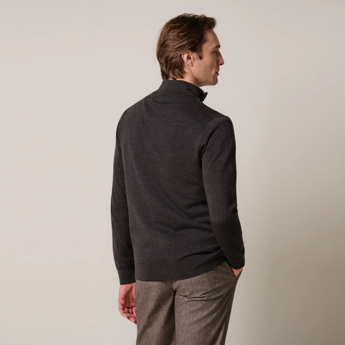Profuomo Strick-Half-Zip-Pullover Dunkelbraun