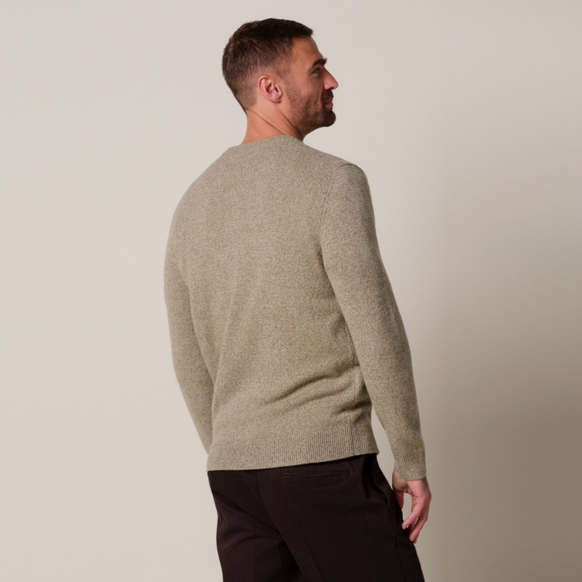 Profuomo Gestrickter Zweifarbiger Pullover Beige