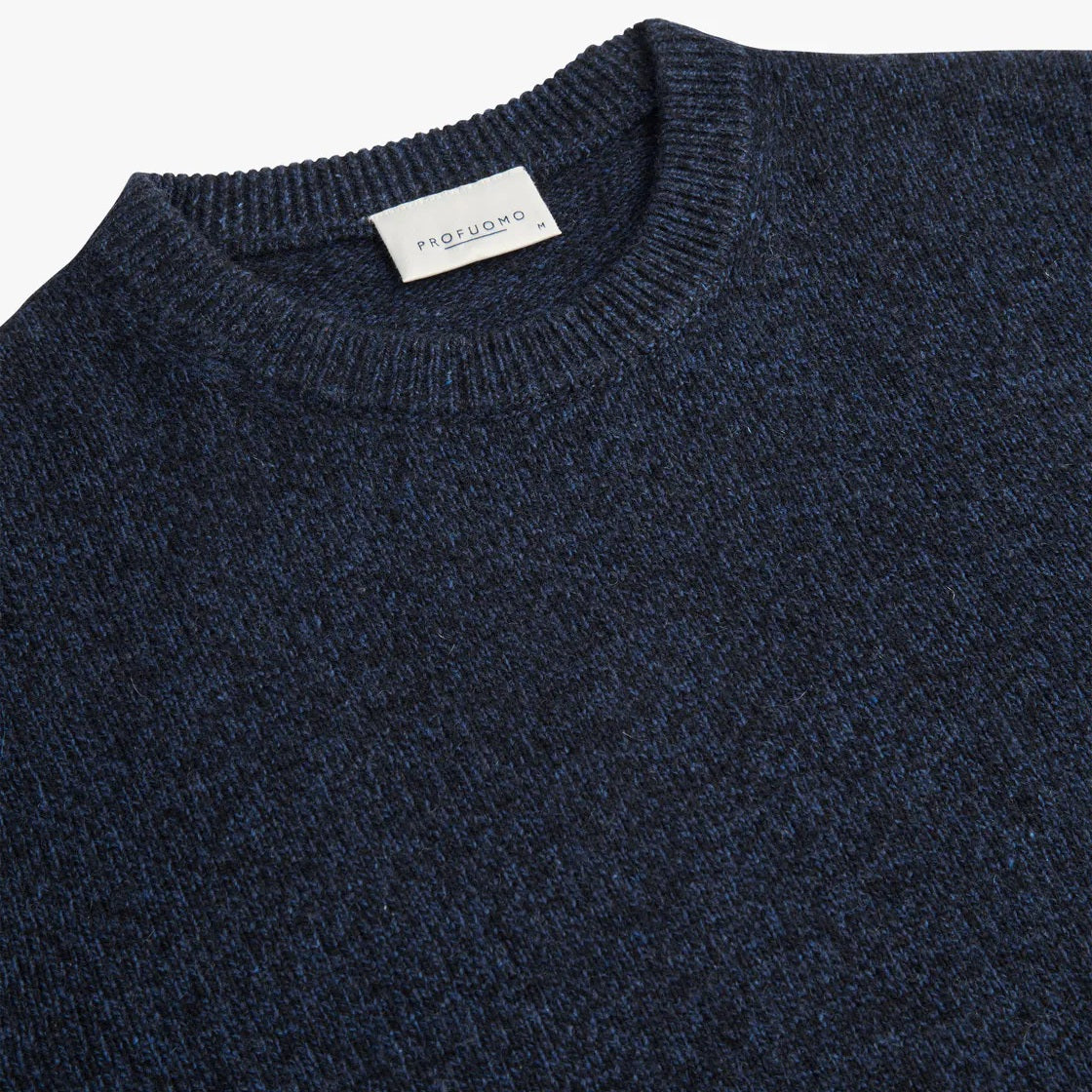 Profuomo Gestrickter Zweifarbiger Pullover Dunkelblau