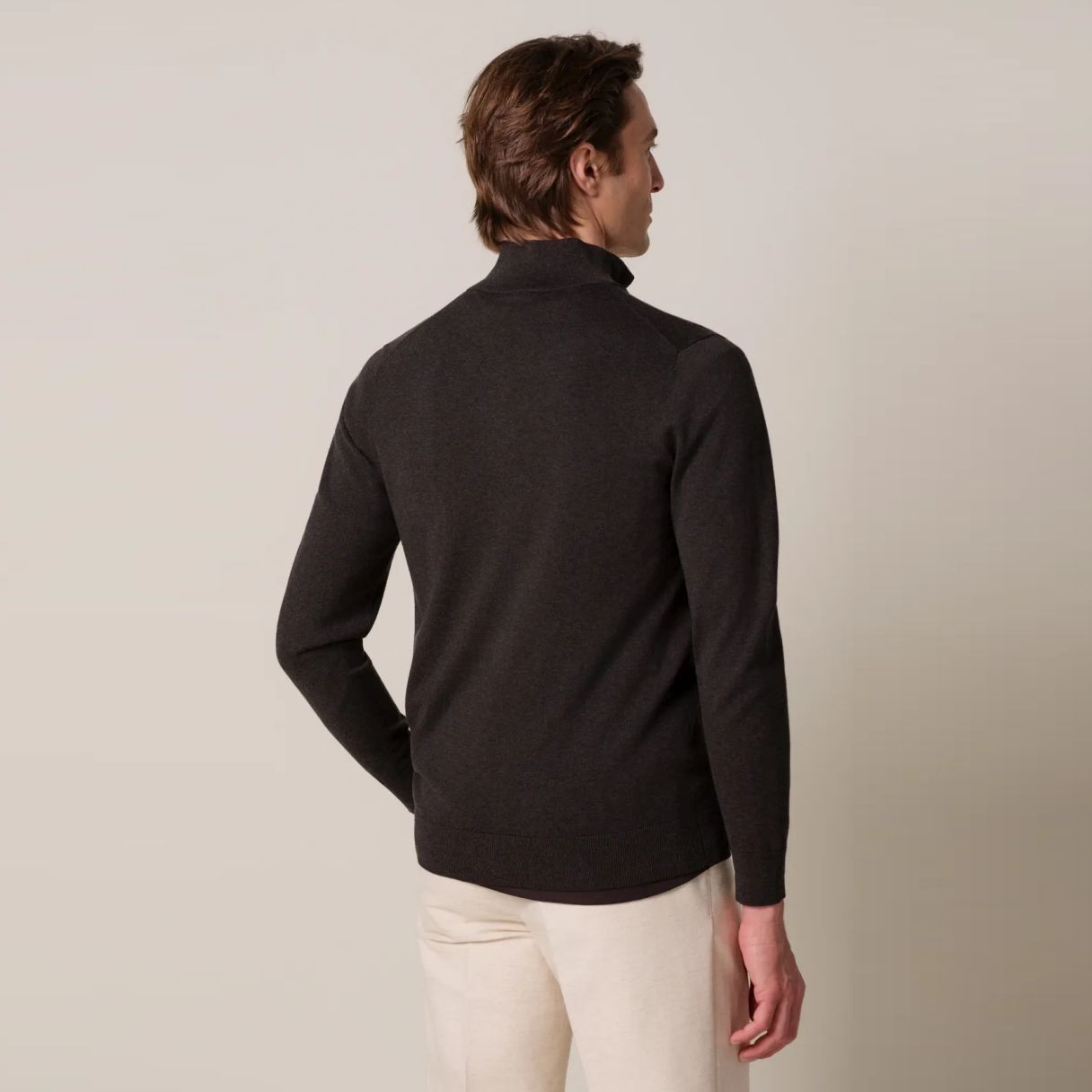 Profuomo Luxury Half-Zip-Pullover Dunkelbraun