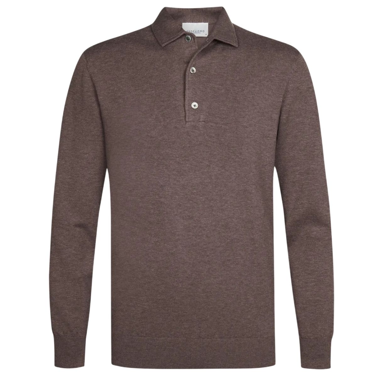 Profuomo Luxury Langarm-Poloshirt Braun