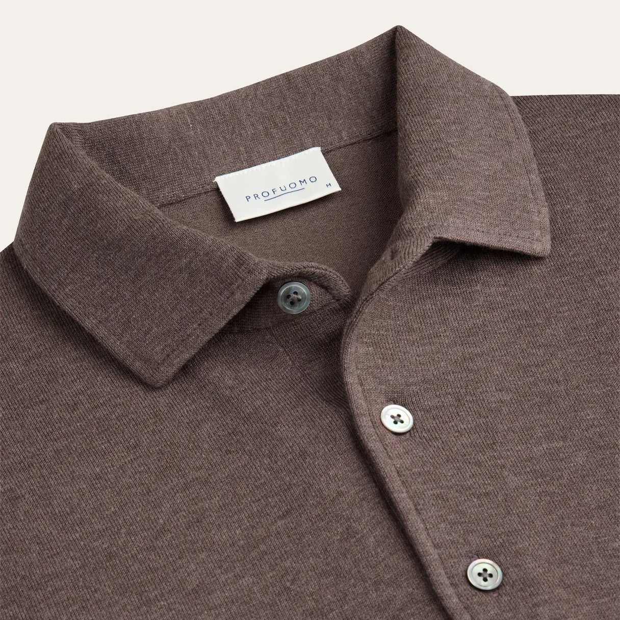 Profuomo Luxury Langarm-Poloshirt Braun