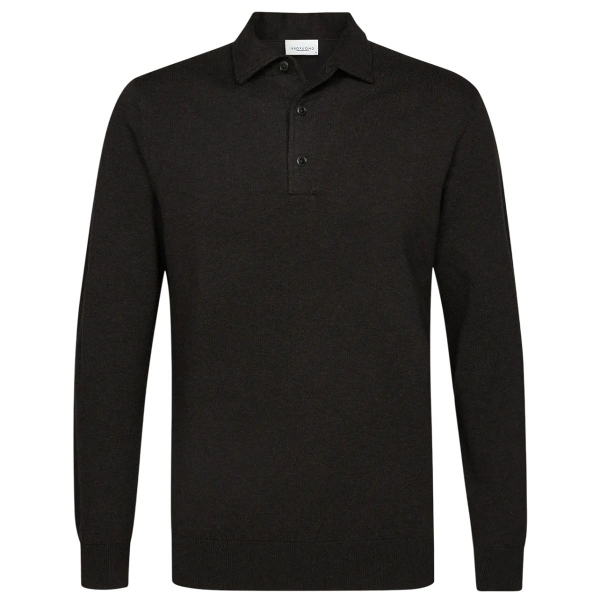 Profuomo Luxury Longsleeve Poloshirt Dunkelbraun