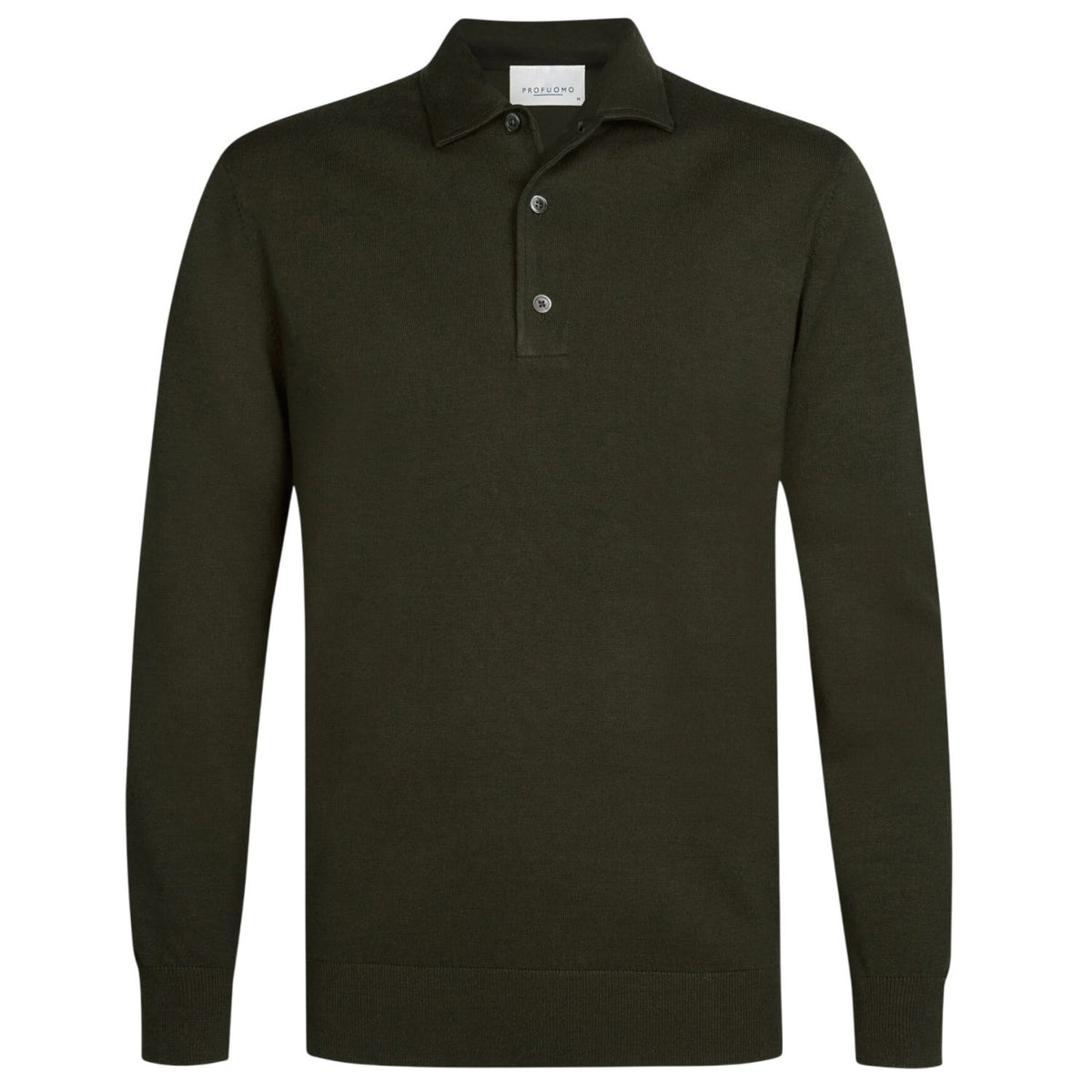 Profuomo Luxury Langarm-Poloshirt Dunkelgrün