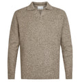 Profuomo Open Collar Cashmere Longsleeve Poloshirt Braun