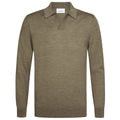Profuomo Langarm-Poloshirt mit offenem Kragen Braun