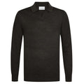 Profuomo Open Collar Langarm-Poloshirt Dunkelbraun