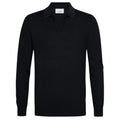 Profuomo Open Collar Langarm-Poloshirt Marine