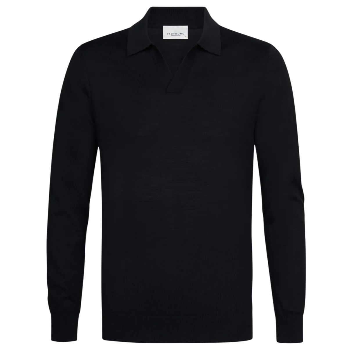 Profuomo Open Collar Langarm-Poloshirt Marine