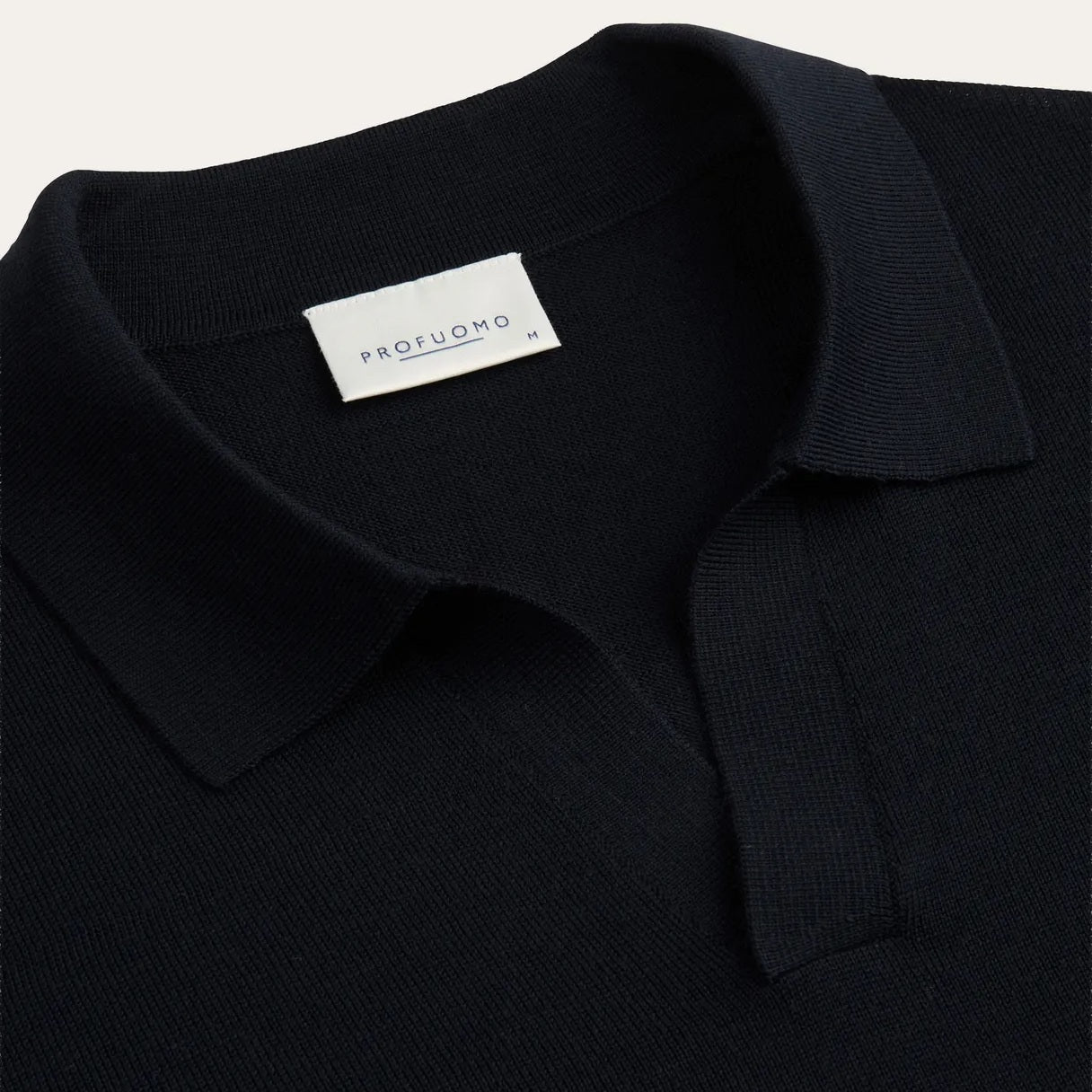 Profuomo Open Collar Langarm-Poloshirt Marine