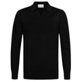 Profuomo Open Collar Langarm-Poloshirt Schwarz