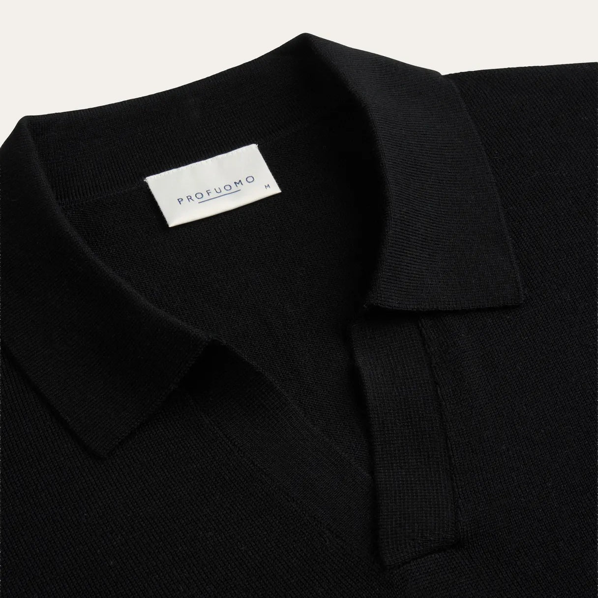 Profuomo Open Collar Langarm-Poloshirt Schwarz