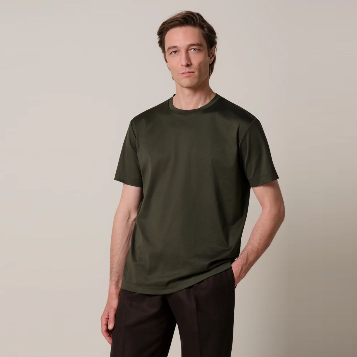 Profuomo Pima Cotton T-shirt Dunkelgrün