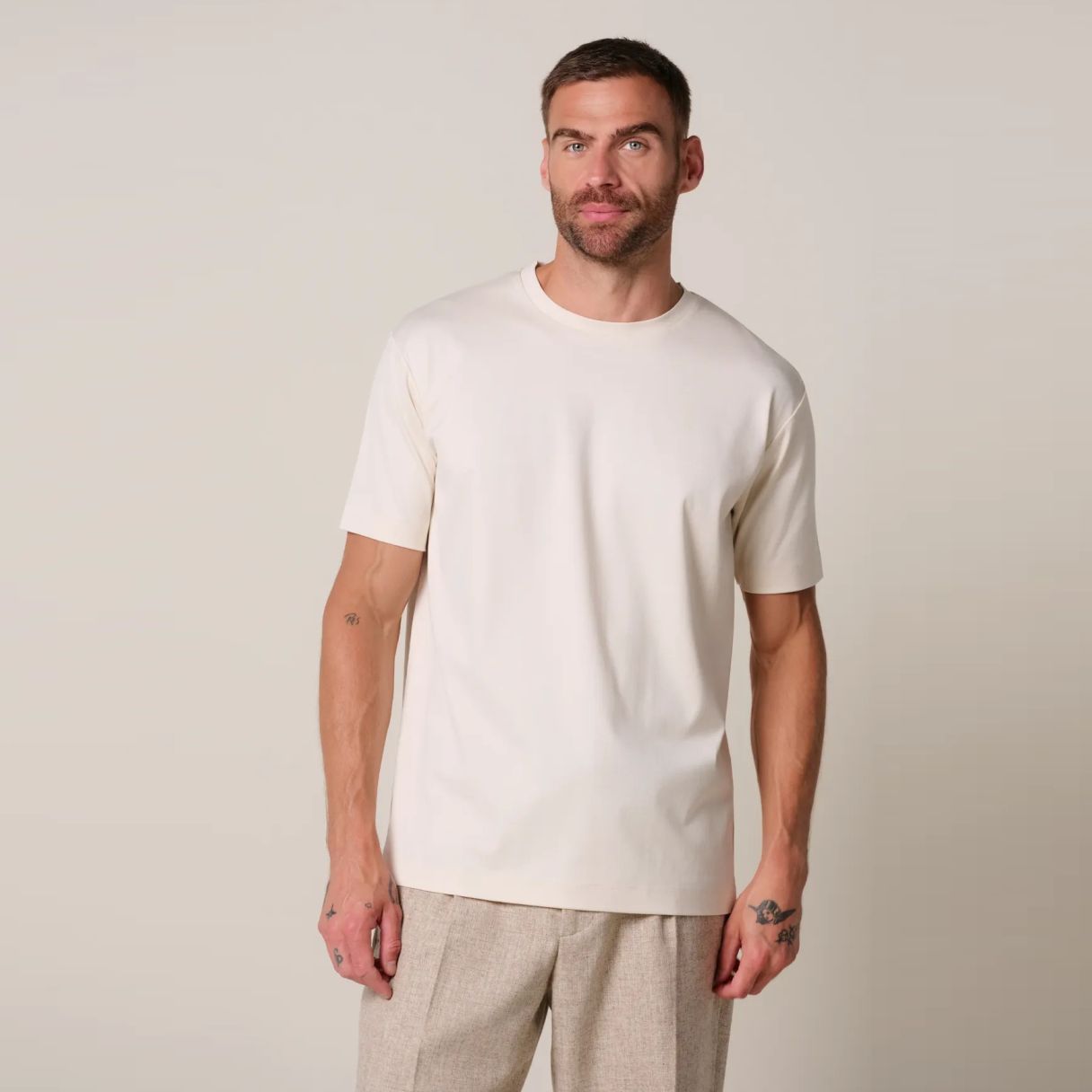 Profuomo Pima Cotton T-shirt Offwhite