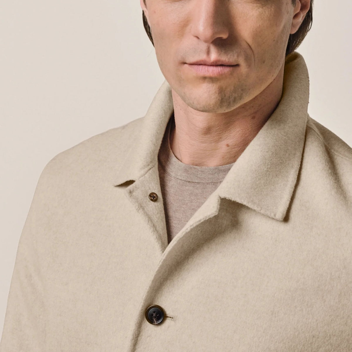 Profuomo Single Layer Wool Überhemd Beige
