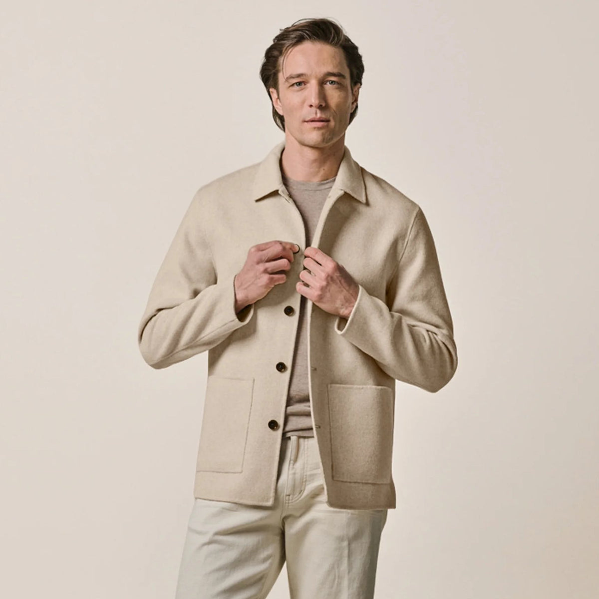 Profuomo Single Layer Wool Überhemd Beige