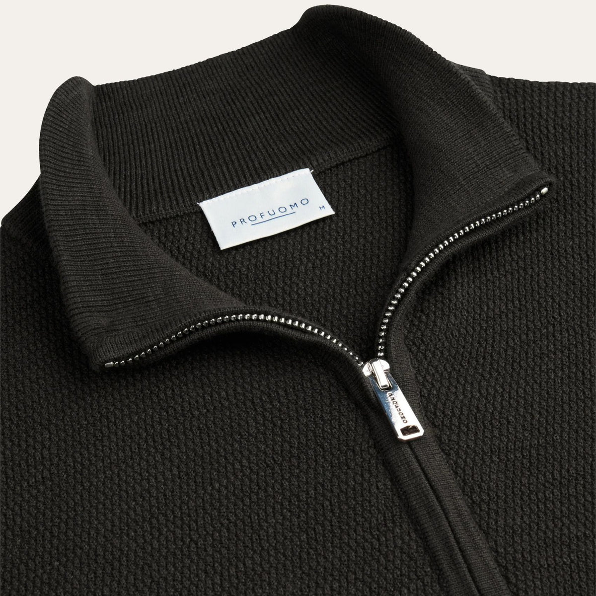 Profuomo Strukturierter Half-Zip Pullover Dunkelbraun