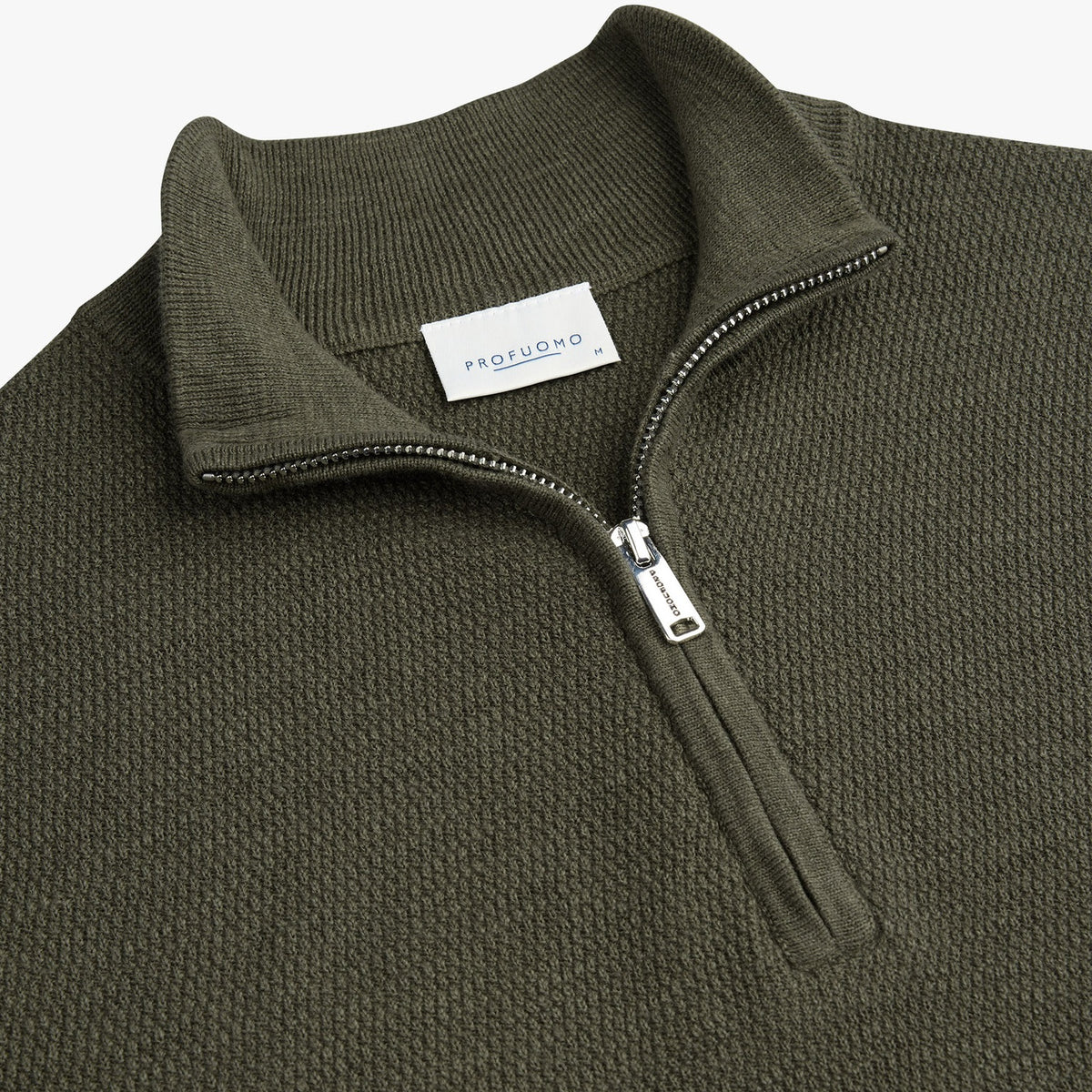 Profuomo Strukturierter Half-Zip-Pullover Dunkelgrün