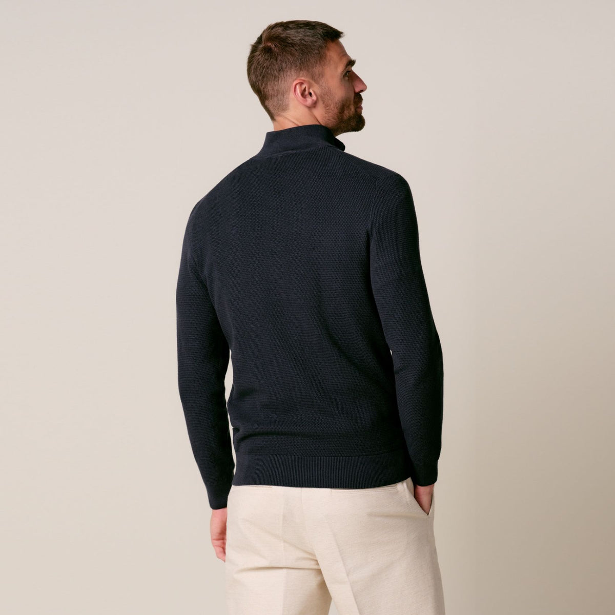 Profuomo Strukturierter Half-Zip Pullover Marine