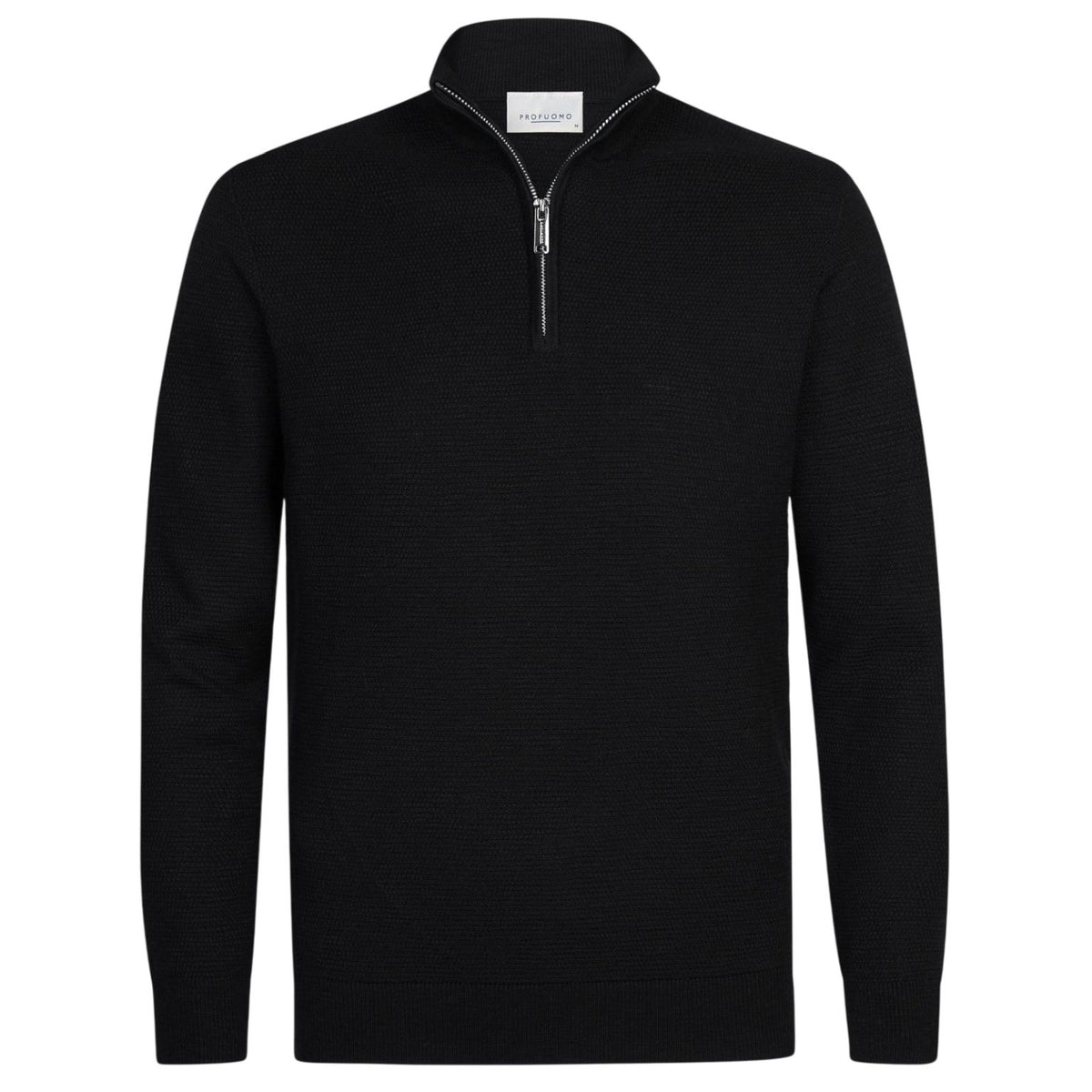 Profuomo Strukturierter Half-Zip Pullover Schwarz