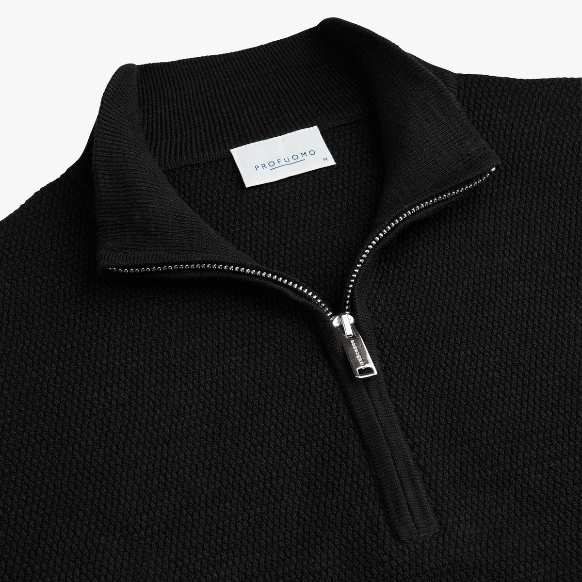 Profuomo Strukturierter Half-Zip Pullover Schwarz